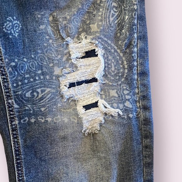 SO | Girl’s | Patterned Ripped Jeans | Size: 16 Plus - Picture 3 of 6